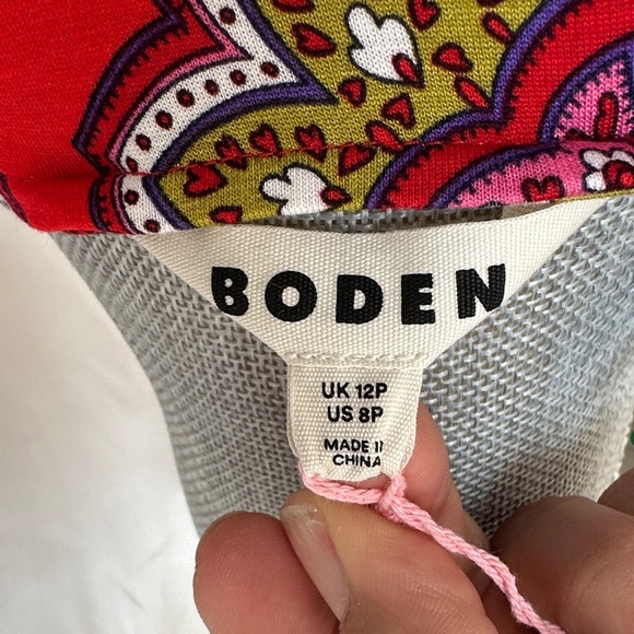 Boden Thea Red Paisley Long Sleeve Midi Dress - Picture 6 of 9